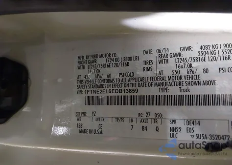 2014 Ford E-250 Commercial from USA, damaged, VIN 1FTNE2EL6EDB13859